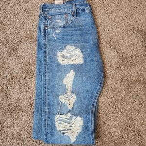 Stressed blue Levi jeans